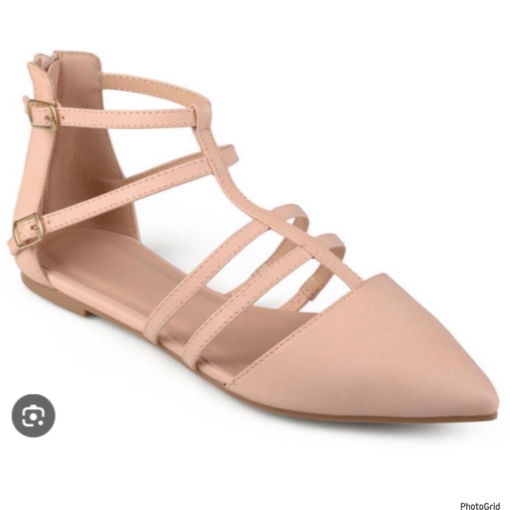 Pink blush strappy flats NWOT size 7
